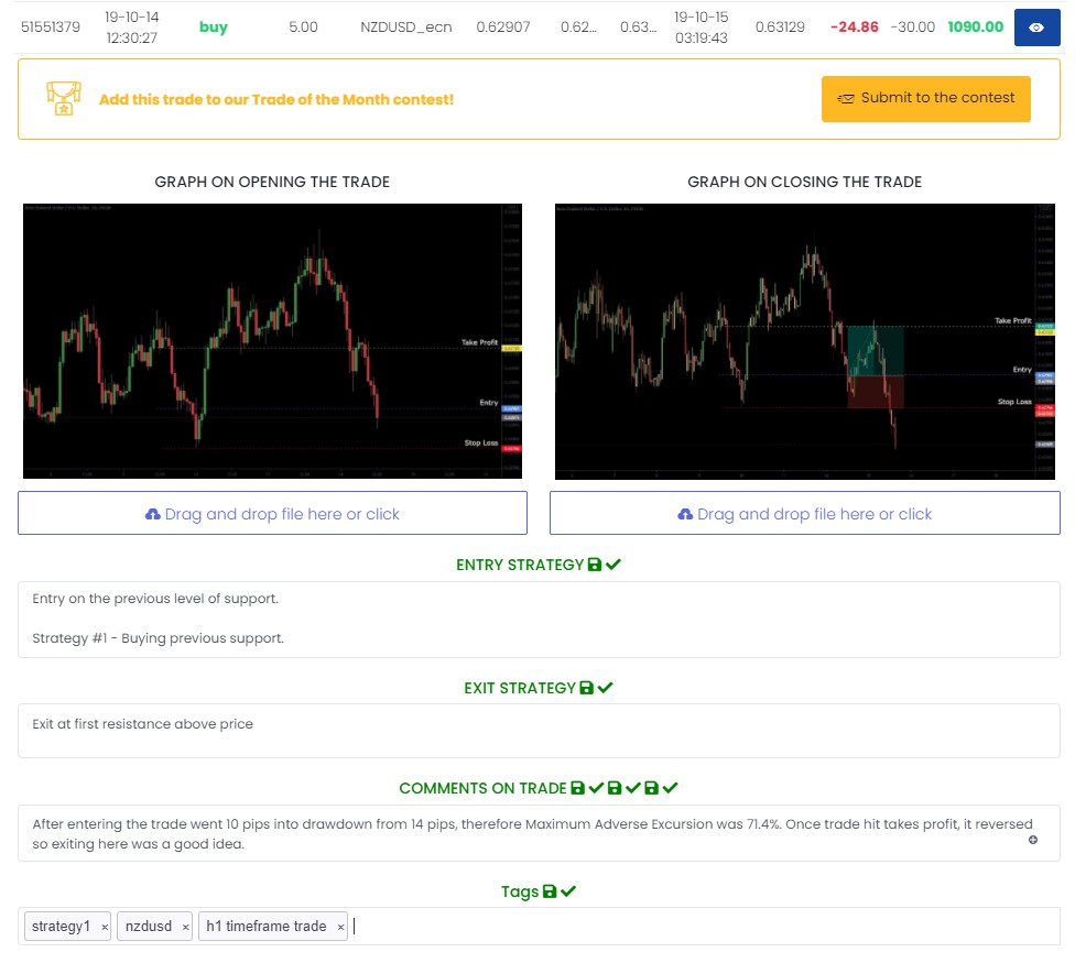 FTMO trading journal screenshot