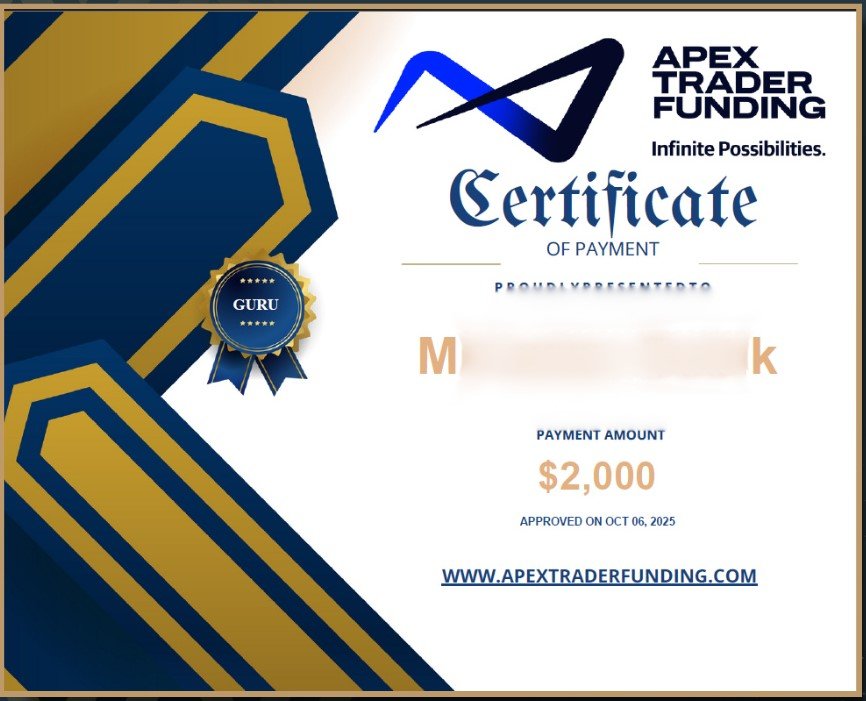 Apex Trader Funding payout proof withdrawal screenshot from funded trader