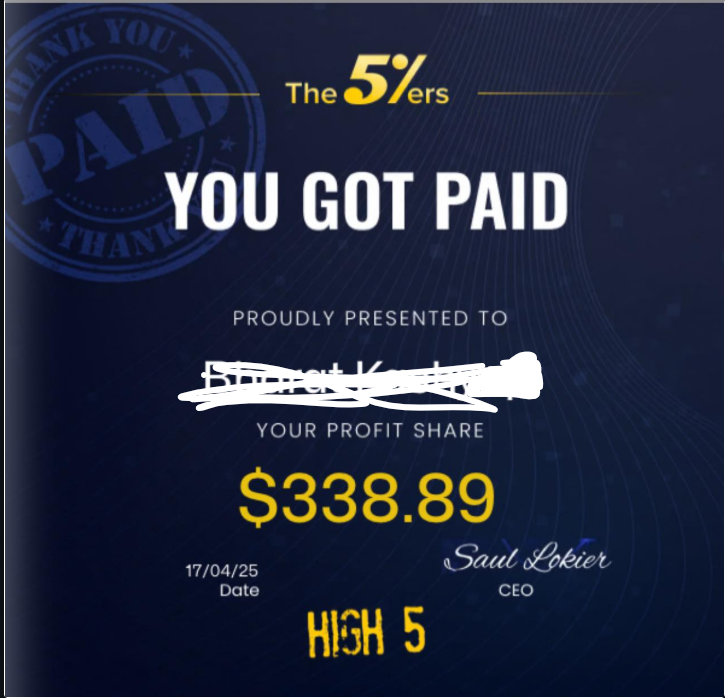 The5%ers payout screenshot
